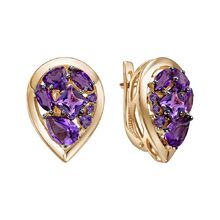 Серьги из красного золота с аметистами