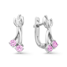 Серьги детские из белого золота с аметистами