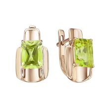 Серьги из красного золота с хризолитами