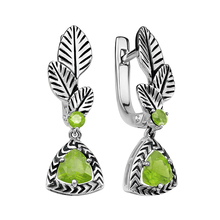 Серьги из серебра с хризолитами