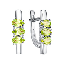 Серьги из серебра с хризолитами