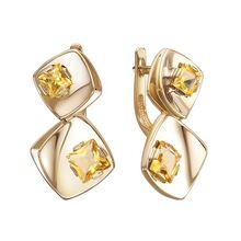 Серьги из красного золота с цитринами