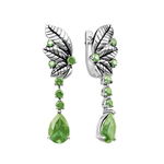 Серьги из серебра с хризолитами