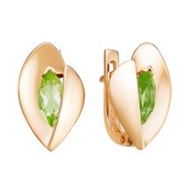 Серьги из красного золота с хризолитами