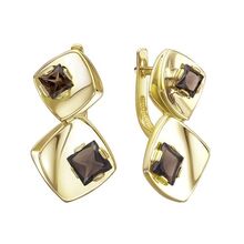 Серьги из жёлтого золота с раухтопазами