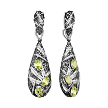 Серьги из серебра с хризолитами