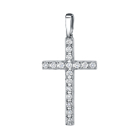 Подвеска-крест из серебра с бриллиантами