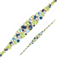 Браслет из красного золота с топазами london, топазами и хризолитами