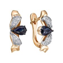 Серьги из красного золота с сапфирами и бриллиантами