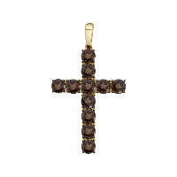 Подвеска-крест из жёлтого золота с раухтопазами