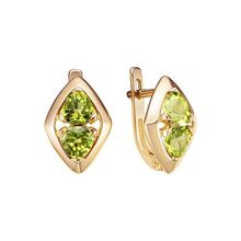 Серьги из красного золота с хризолитами