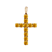 Подвеска-крест из красного золота с цитринами