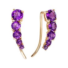 Серьги каффы из красного золота с аметистами