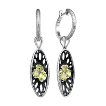 Серьги из серебра с хризолитами