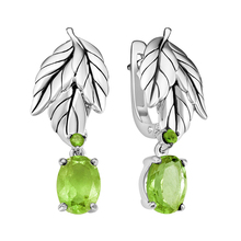 Серьги из серебра с хризолитами