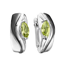 Серьги из серебра с хризолитами