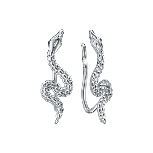 Серьги каффы из серебра с бриллиантами