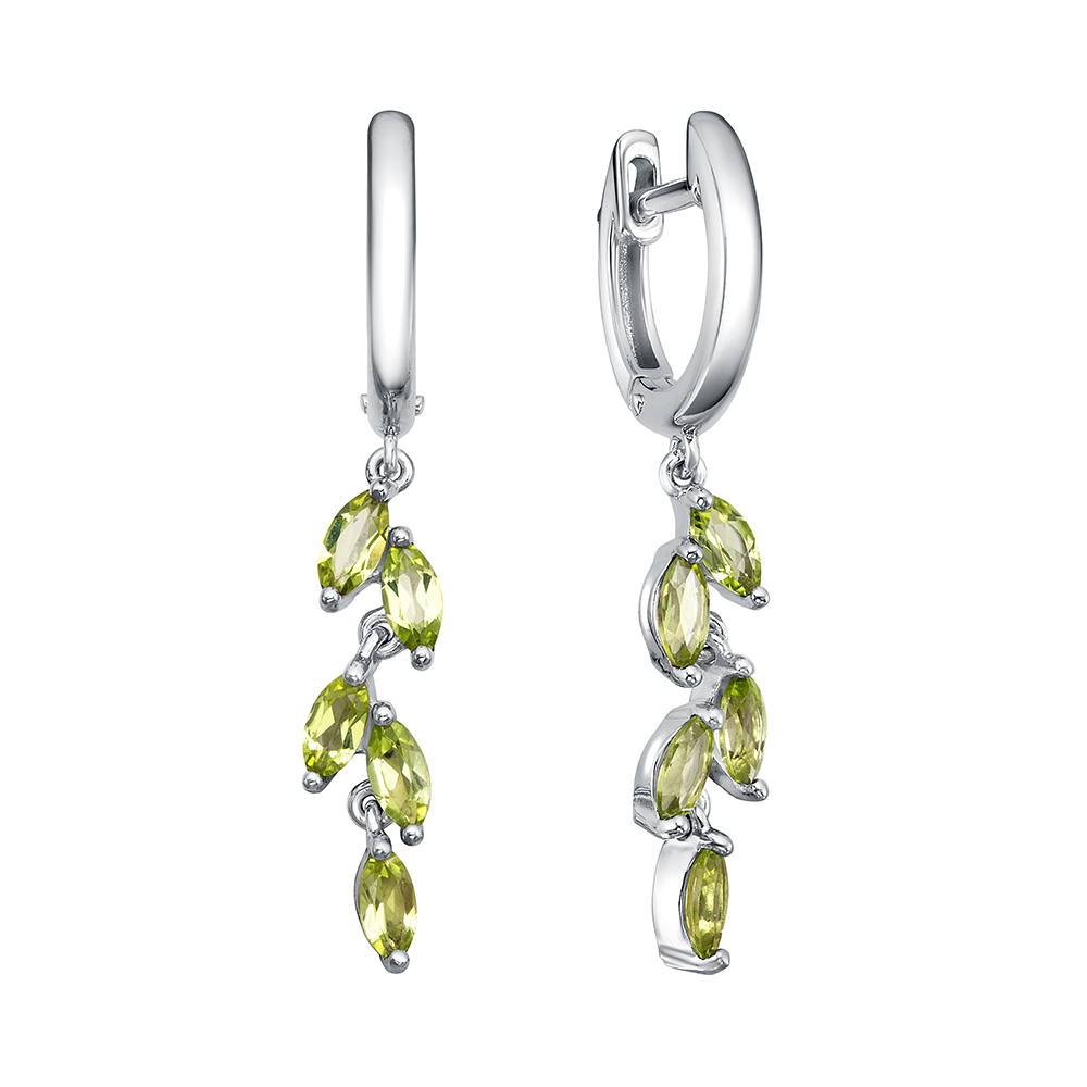 Серьги из серебра с хризолитами
