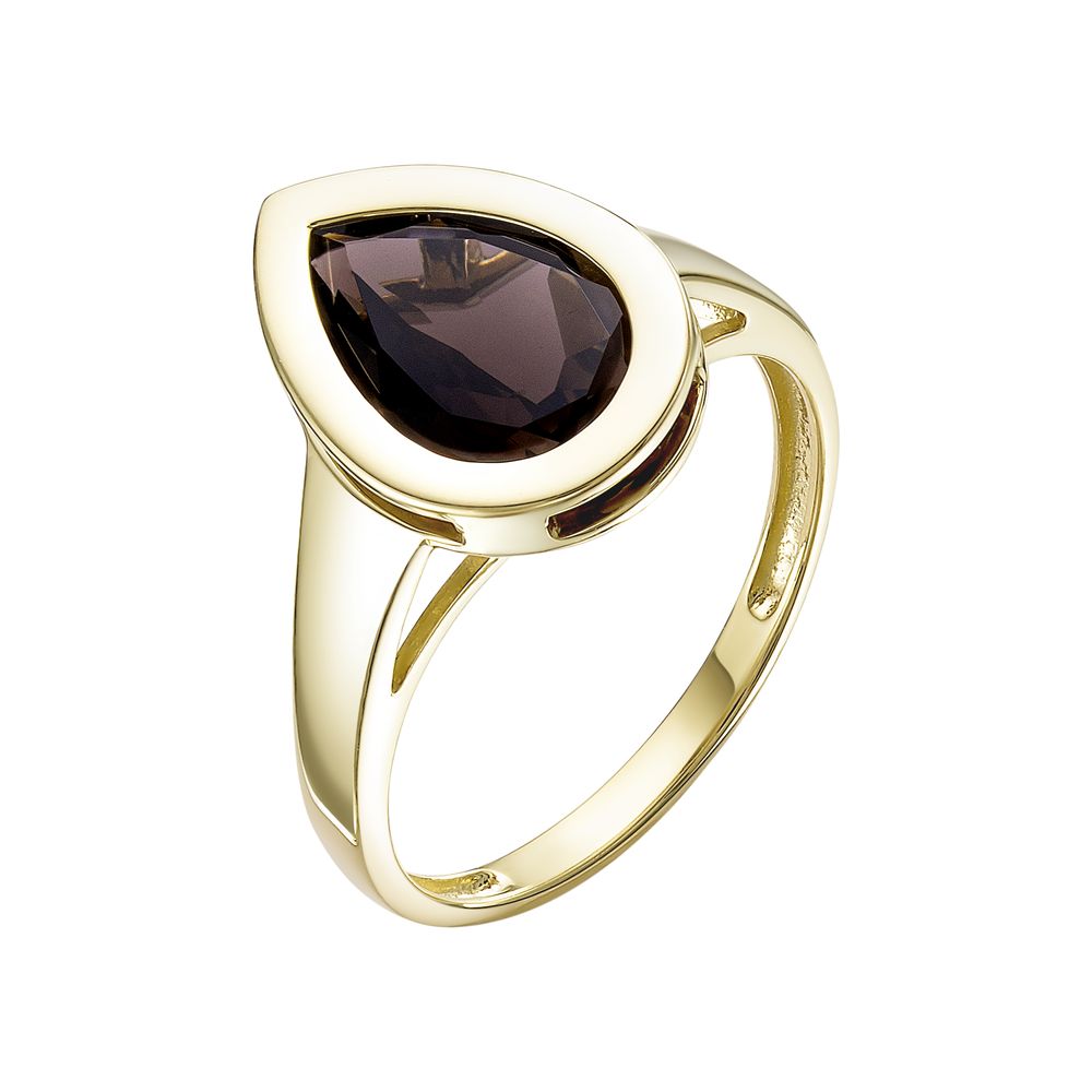 Кольцо из жёлтого золота с раухтопазом