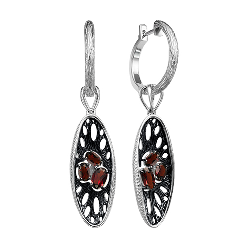 Серьги из серебра с гранатами