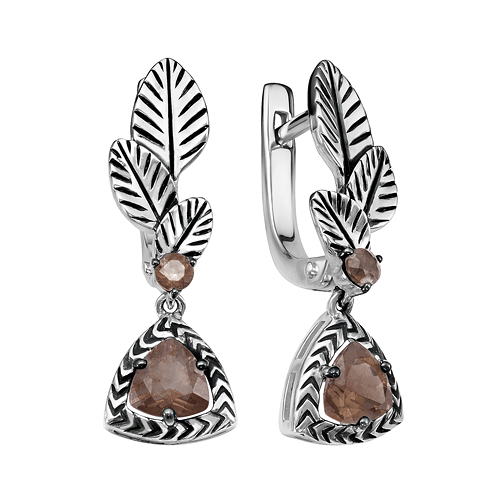 Серьги из серебра с раухтопазами