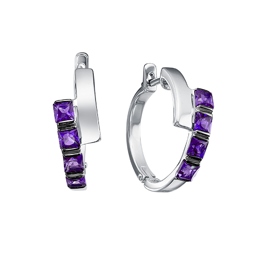 Серьги из серебра с аметистами