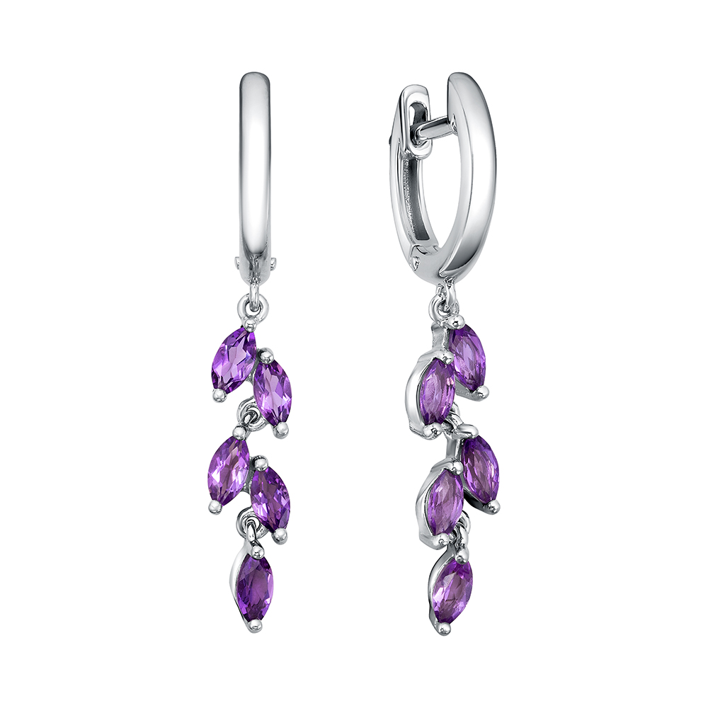 Серьги из серебра с аметистами