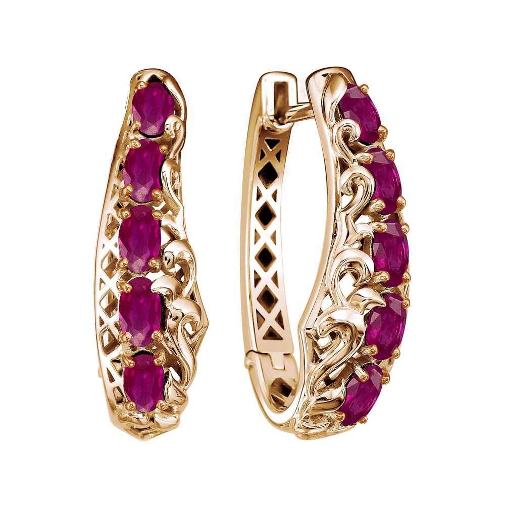 Серьги из красного золота с рубинами
