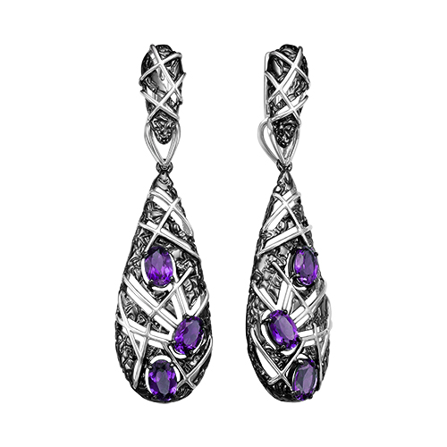 Серьги из серебра с аметистами