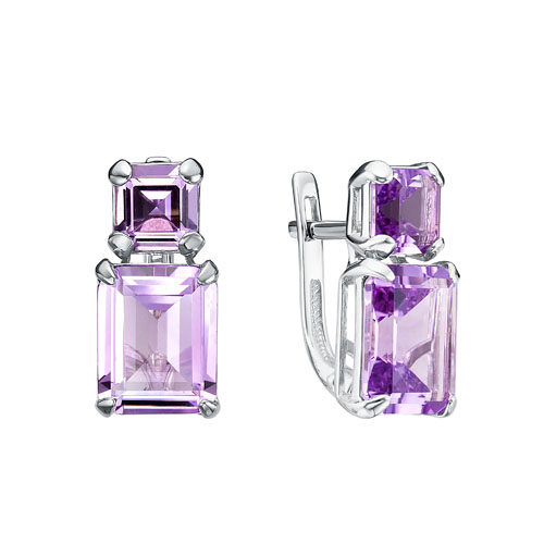 Серьги из серебра с аметистами