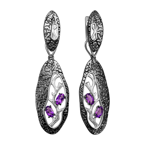 Серьги из серебра с аметистами