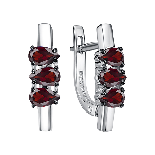 Серьги из серебра с гранатами