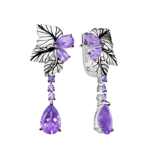 Серьги из серебра с аметистами