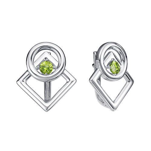 Серьги из серебра с хризолитами