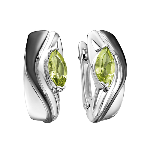Серьги из серебра с хризолитами