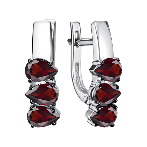 Серьги из серебра с гранатами